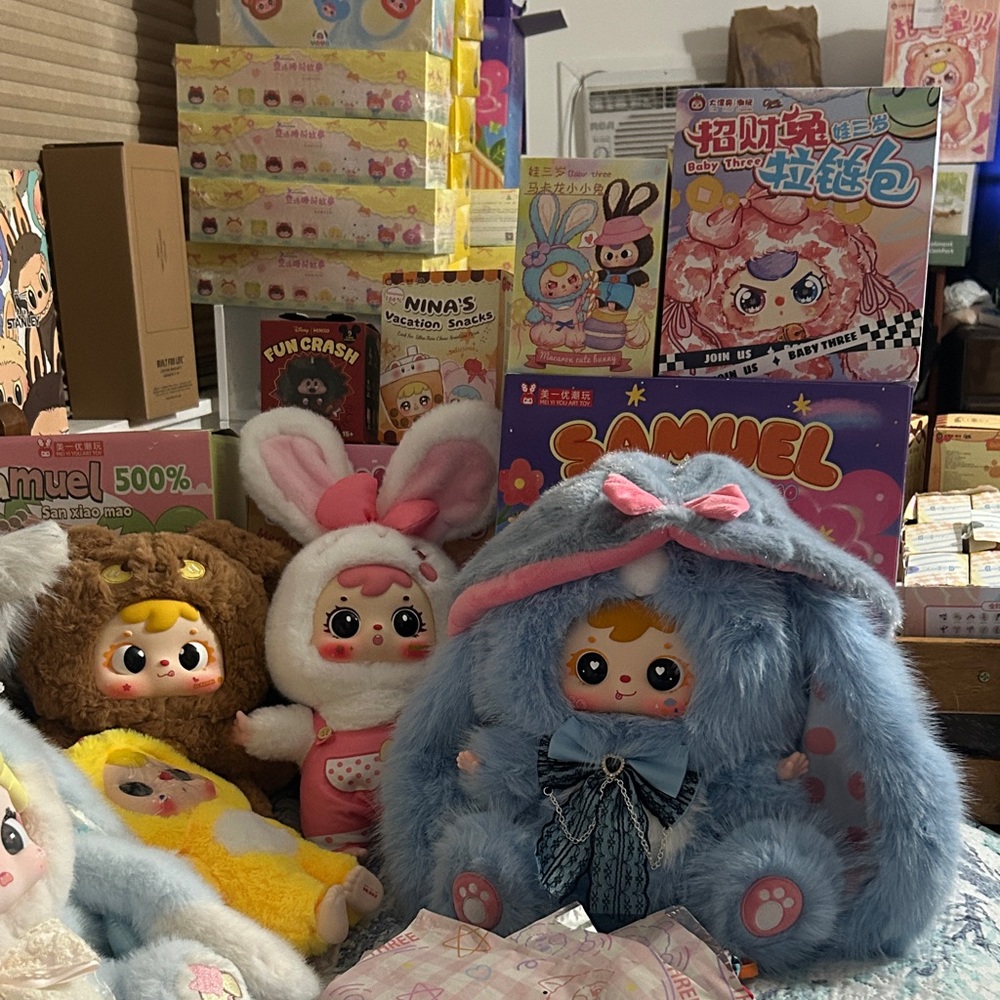 Adorable Blue Plush Doll with Bow